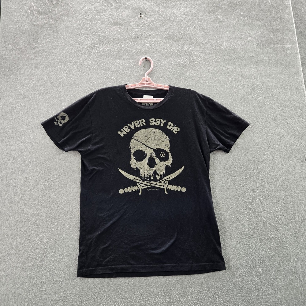 Wash With Souls Men Shirt M Black Graphic Print Skull Crossbones Band Tee